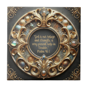 Carreau Bible Verse Orné de Métal et de Bijoux