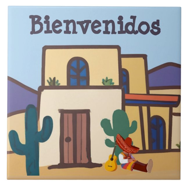 Carreau  Bienvenidos Mexican Desert Adobe Home Welcome (Devant)