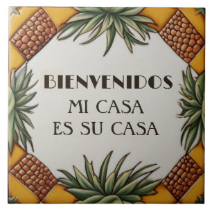 Carreau Bienvenidos Mi Casa Es Su Casa Plante d'Aloe Vera