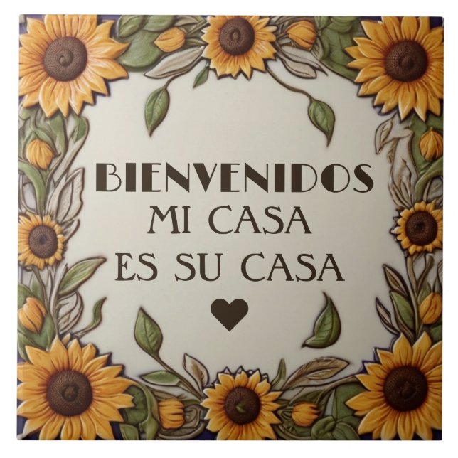 Carreau Bienvenidos Mi Casa Es Su Casa Sunflower Welcome (Devant)
