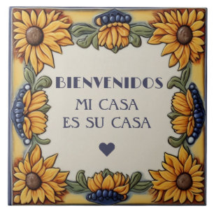 Carreau Bienvenue Plaque de tournesols Mi Casa Es Su Casa