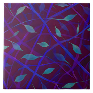 Carreau Bijou bordeaux foncé Feuillage Abstrait