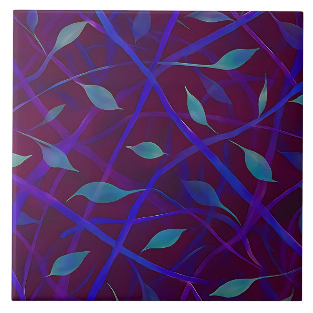 Carreau Bijou bordeaux foncé Feuillage Abstrait (Devant)