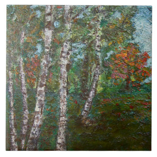 Carreau Birch Trees in a Romania Forest (par Kimon Loghi)