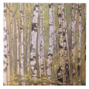 Carreau Birch Trees in a Woodland Forest (Roerich)