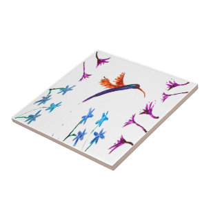 Carreau Bird Art Floral Hummingbird