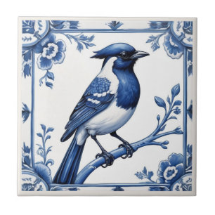 Carreau Bird Delft Bleu et blanc Floral asiatique
