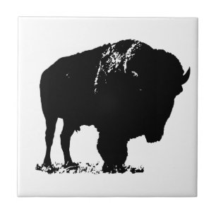 Carreau Bison de bison noir et blanc Pop Art