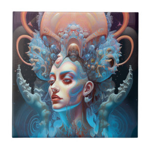 Carreau Bizarre surréaliste Alien Art femme