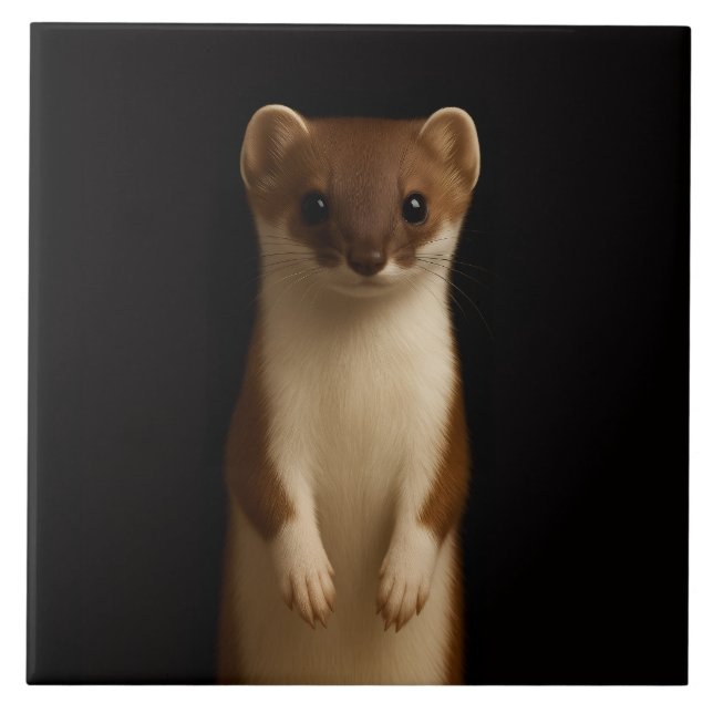 Carreau Black 4 Luxe Tile with Elegant Weasel (Devant)