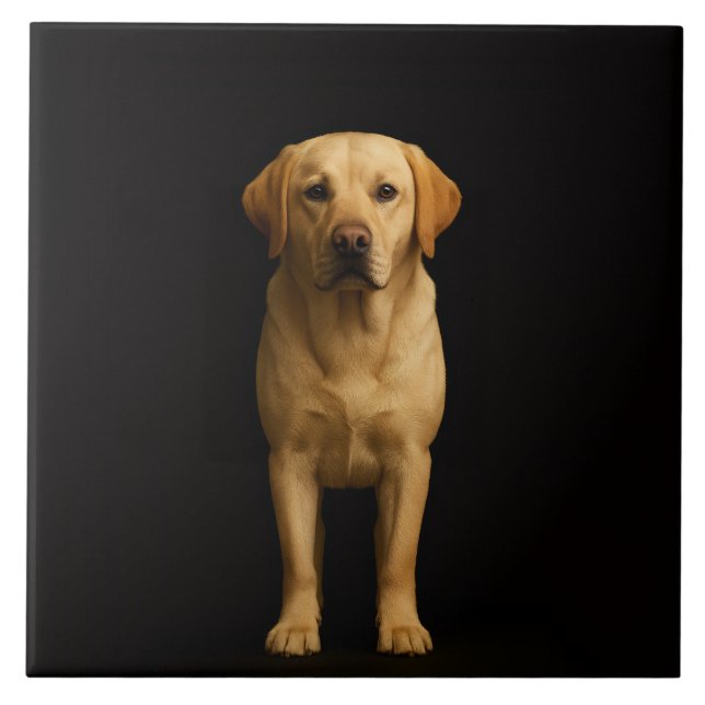 Carreau Black 4 Luxe Tile with Minimalist Labrador (Devant)