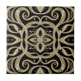 Carreau Black and Gold Art Deco Ornate Design