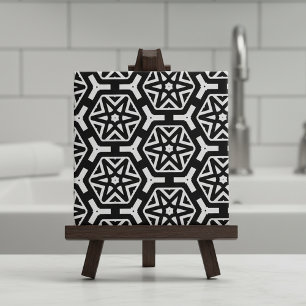 Carreau Black and White Stars et Hexagons Motif