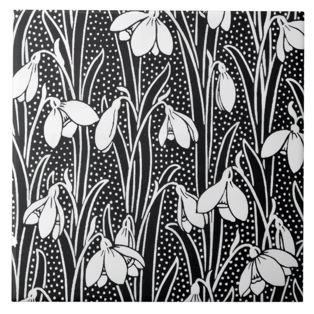 Carreau Black & White Snowdrop Pattern  (Devant)