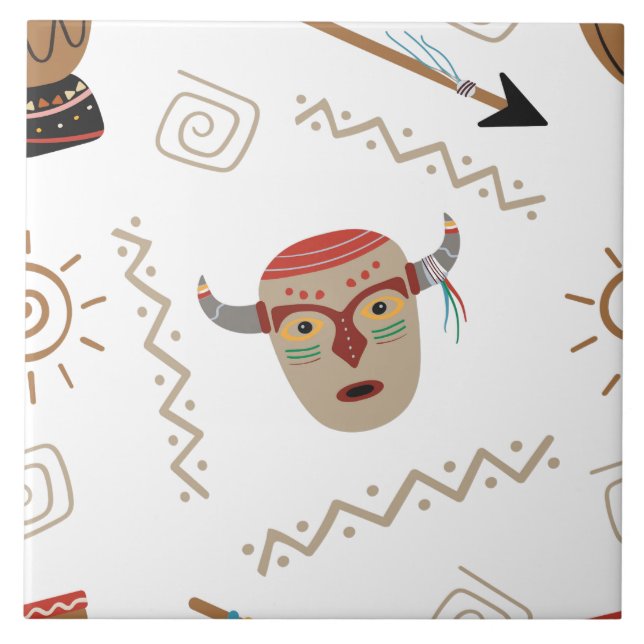 Carreau Blanc de masque amérindien (Devant)