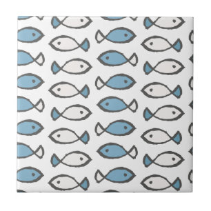 Carreau Blanc Poisson Bleu Océan Amant Animaux Marins Été