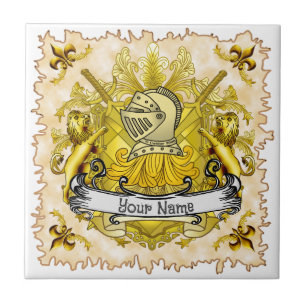 Carreau Blason de famille Chevalier Jaune Nom de famille