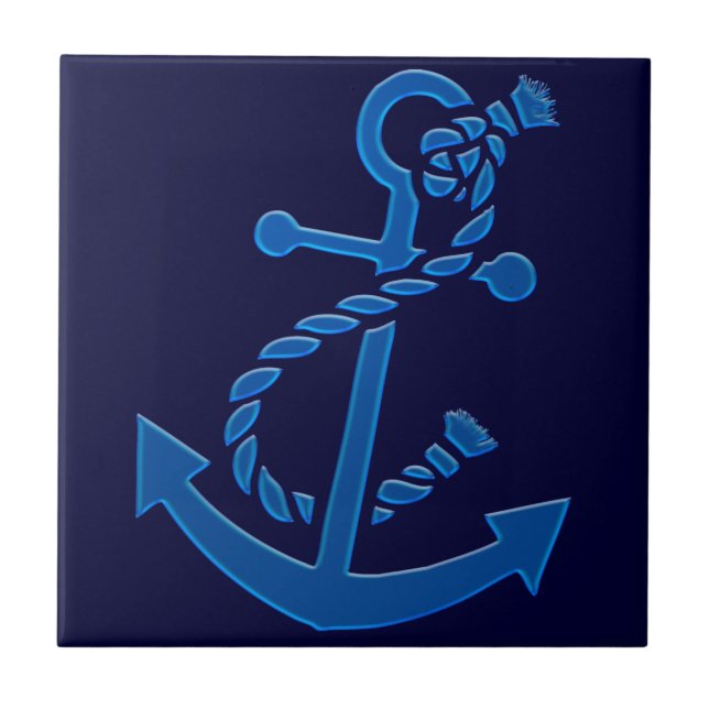 Carreau Bleu Ancre marine nautique Thème (Devant)