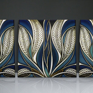 Carreau Bleu Art Nouveau Inspiré Classique Floral Géométri