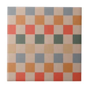 Carreau Bleu Beige Orange Brown À damiers En vichy Motif