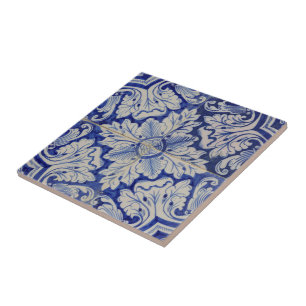 Carreau Bleu & Blanc Méditerranéen Vintage motif floral