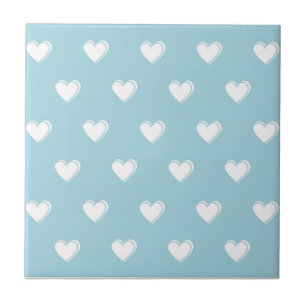 Carreau Bleu blanc mignon simple Motif de coeur