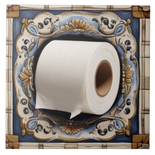 Carreau Bleu Blanc & Or Papier Toilette Rouleau Funky Sall