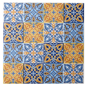 Carreau Bleu Bleu Méditerranéen Carrelage Rouge Motif