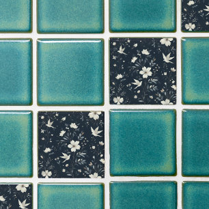 Carreau bleu botanique