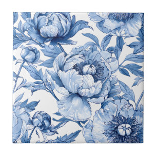 Carreau Bleu botanique Floral Art Nouveau Salle de bain à 