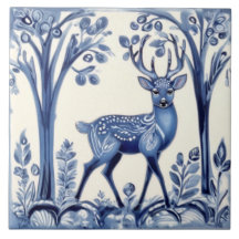 Bleu cerf et blanc Bois Folk Art animal