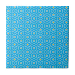 Carreau Bleu clair avec Motif jaune