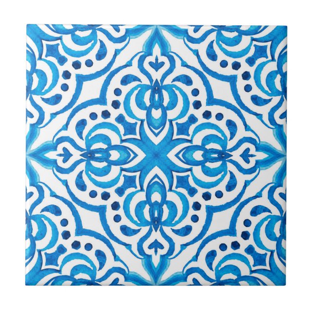 Carreau Bleu clair et blanc marocain  (Devant)
