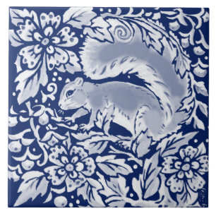Carreau Bleu de la Marine de Cobalt Écureuil animal de bo