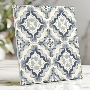 Carreau Bleu doux et floral marocain blanc