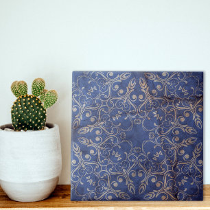 Carreau Bleu Et Blanc Vintage Blanchi À La Pierre