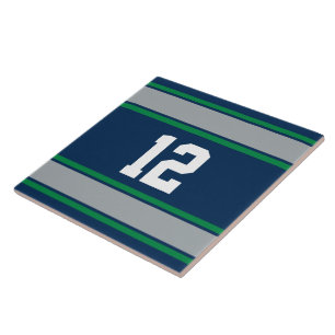 Carreau Bleu et Vert Stripes Sports Personnalisables