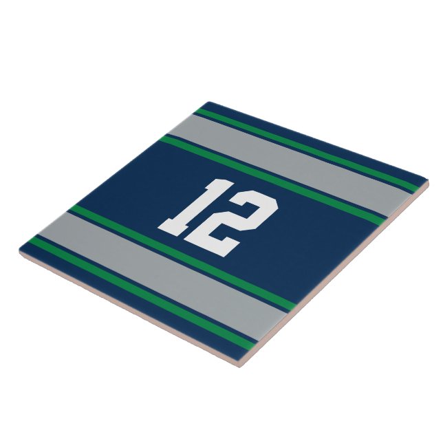 Carreau Bleu et Vert Stripes Sports Personnalisables (Côté)