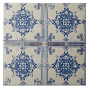 Carreau bleu floral azulejos portugais moderne décoratif