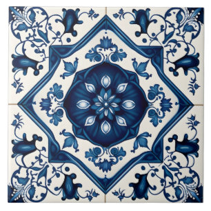 Carreau Bleu Floral Méditerranéen