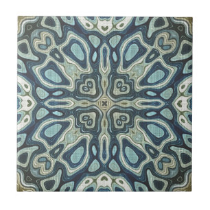 Carreau Bleu foncé bleu marine Green Ethnic Tribe Art