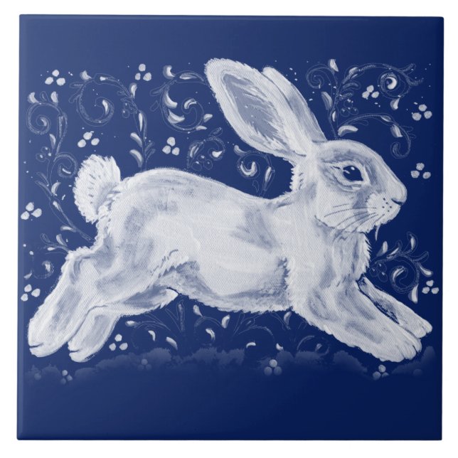 Carreau Bleu foncé complexe lapin brun brin marine Cobalt (Devant)