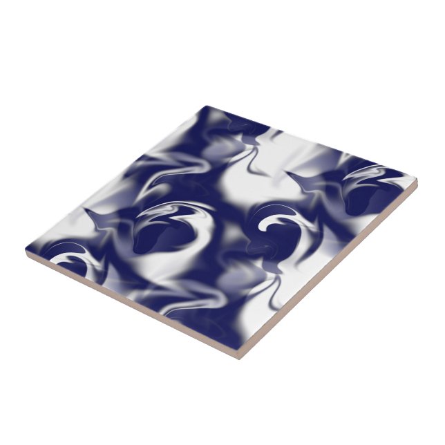 Carreau Bleu Foncé Et Blanc (Côté)