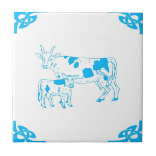 Carreau Bleu hollandais vache look Delft
