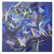 Bleu indigo blanc gris abstrait bandes géométrique