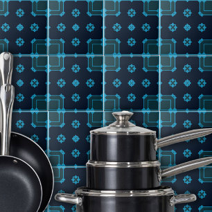 Carreau Bleu & Indigo Motif en Mosaïque de style ornementa