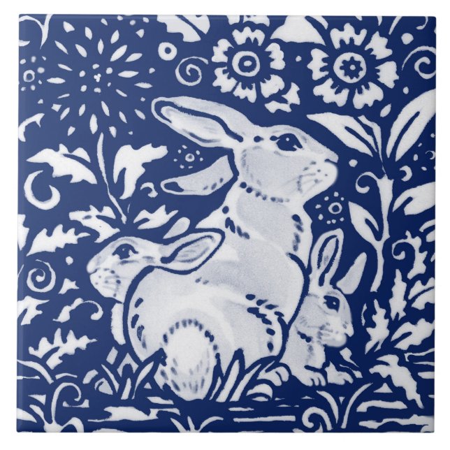 Carreau Bleu lapin lapin de la marine de Cobalt Dedham Del (Devant)