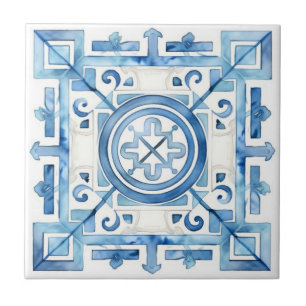 Carreau Bleu Maroc à l'aspect aquarelle texture