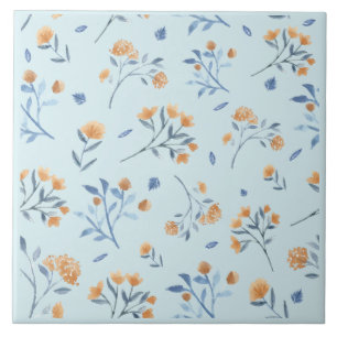 Carreau Bleu Moderne Ferme Fleur sauvage Carrelage en céra