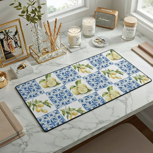 Carreau bleu motif français de citron de campagne